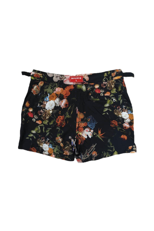 Black Floral Print Shorts