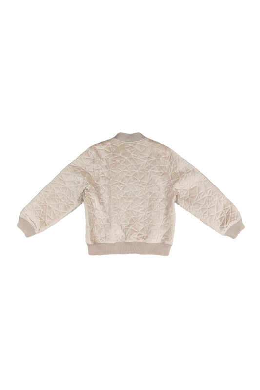 Beige Velvet Baseball Jersey Jacket