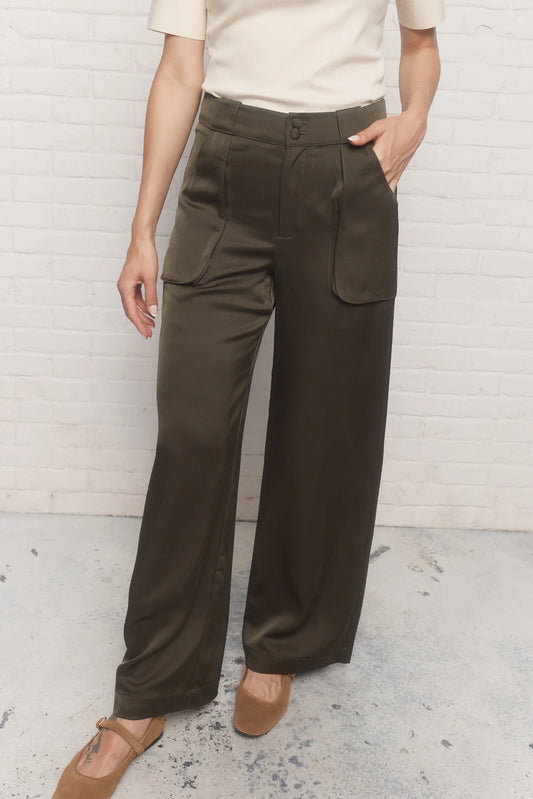 Green Satin-like Pants