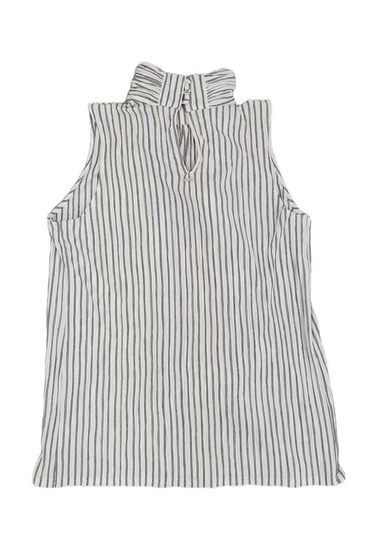 White Striped Knotted Sleeveless Top