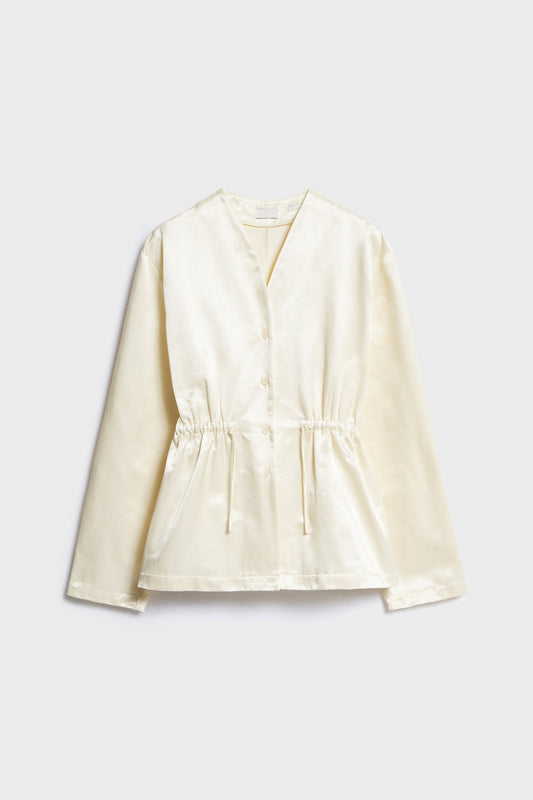 Ivory Drawstring Cotton-blend Shirt with flared hem