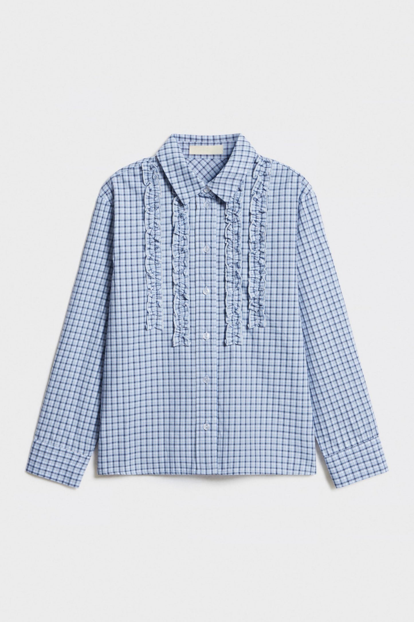 Kids' Blue Ruffled Cotton Shirt