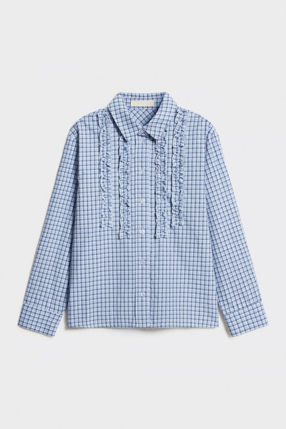 Kids' Blue Ruffled Cotton Shirt