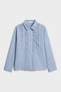 Kids' Blue Ruffled Cotton Shirt