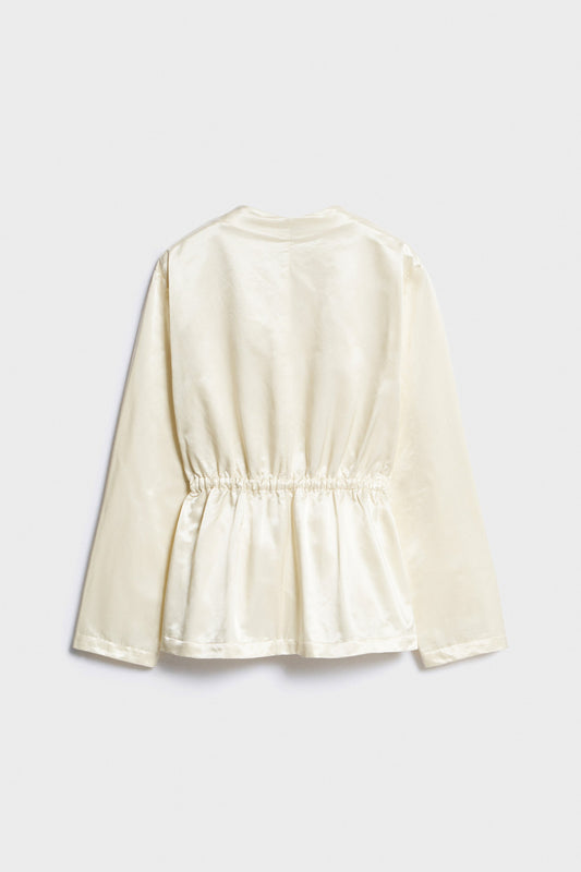 Ivory Drawstring Cotton-blend Shirt with flared hem