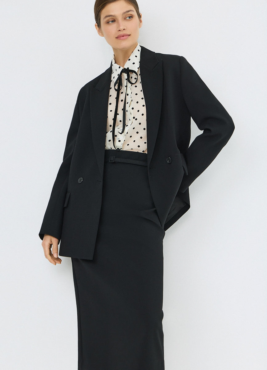 White Polka Dot Print Blouse