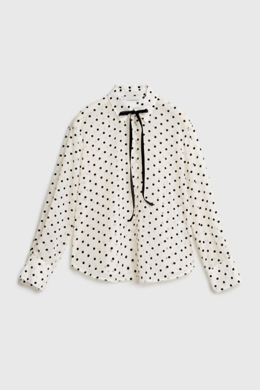 White Polka Dot Print Blouse