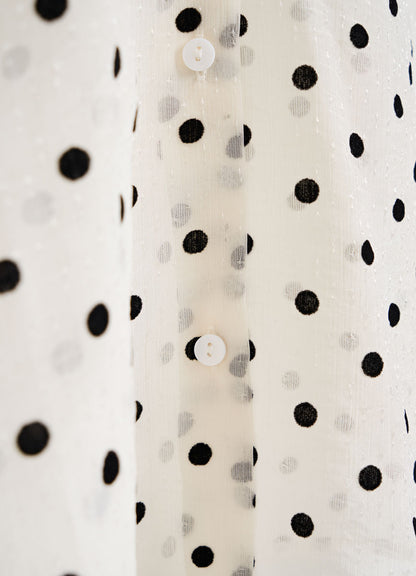 White Polka Dot Print Blouse