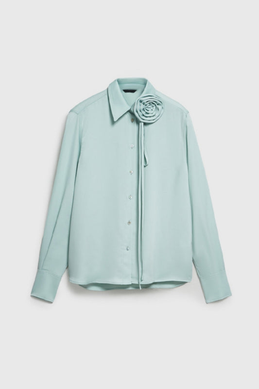 Mint Green Blouse with Decorative Flower