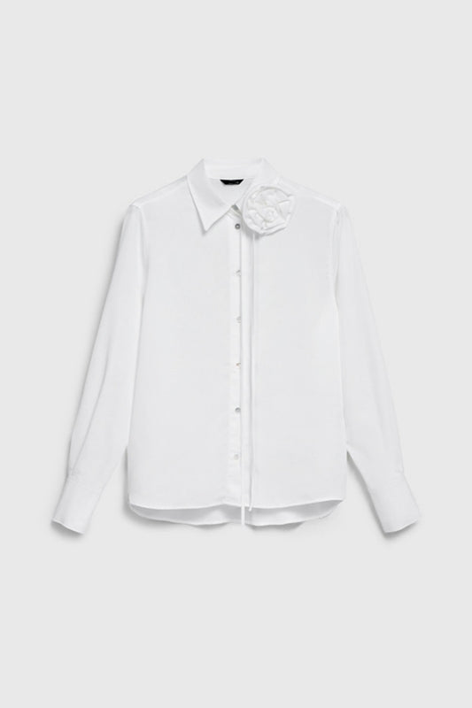 White Blouse with Decorative Flower