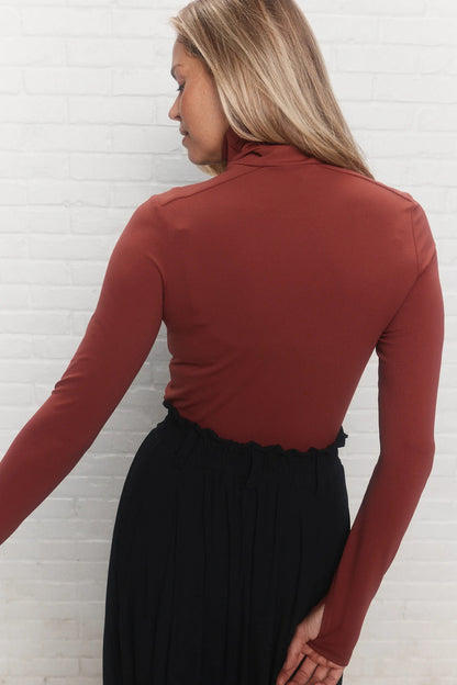 Reddish Brown Turtleneck Sweater Top