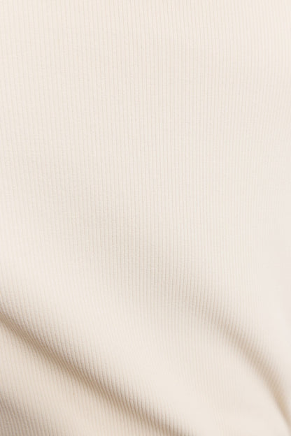 Cream Ribbed Knit Polo