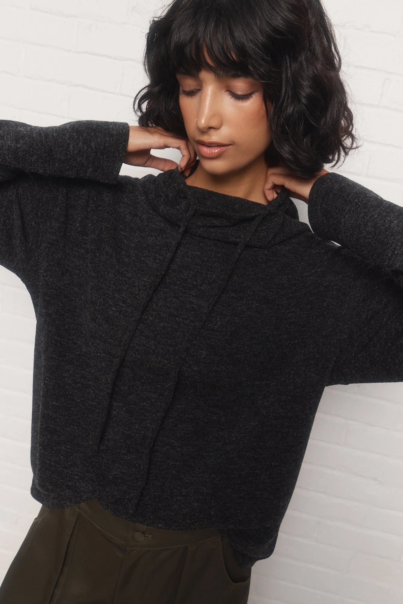 Black Cowl Neck Sweater