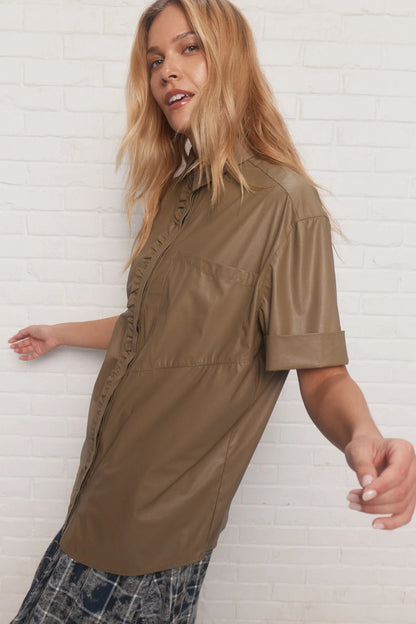 Khaki Ruffled Shirt