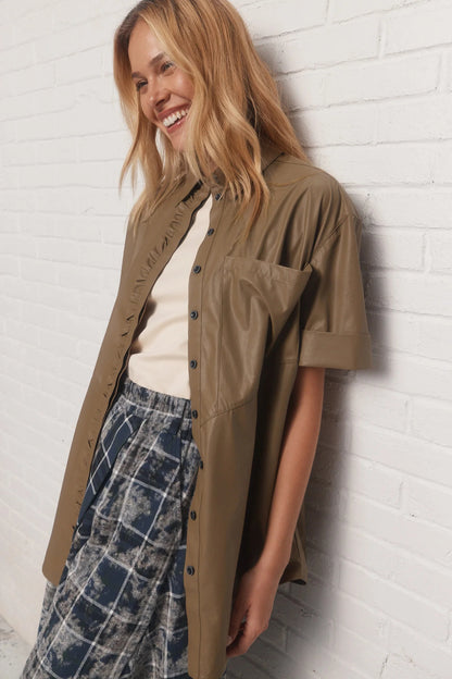 Khaki Ruffled Shirt
