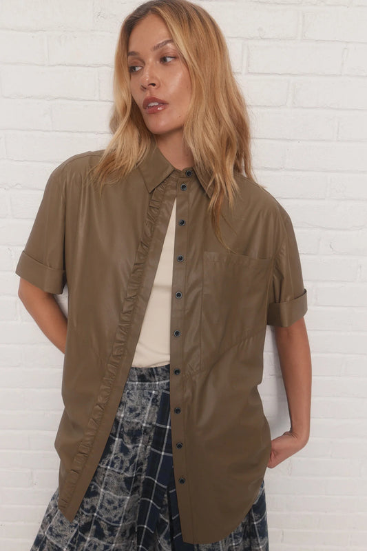 Khaki Ruffled Shirt