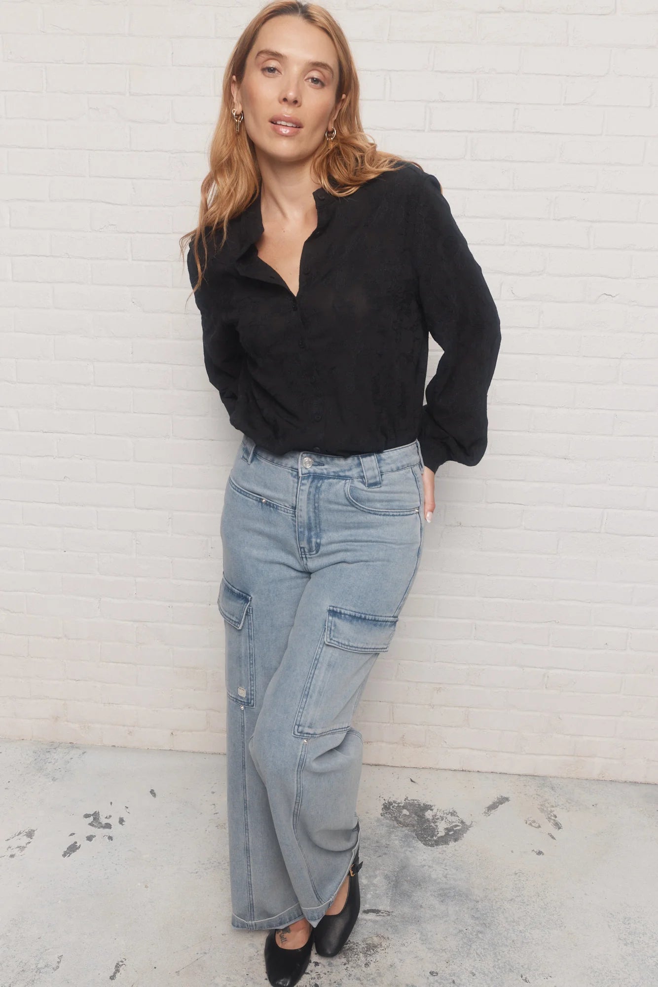 Black Floral Embroidery Body Blouse