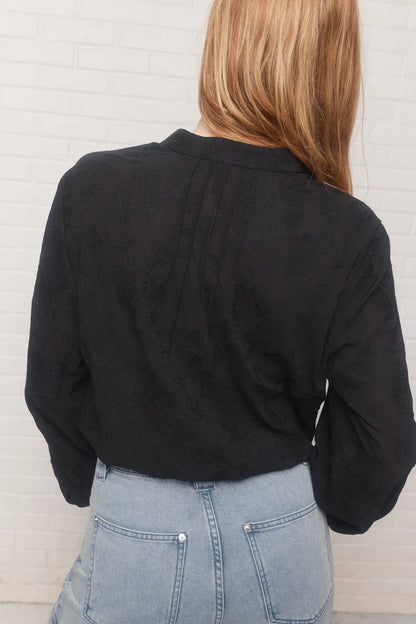 Black Floral Embroidery Body Blouse