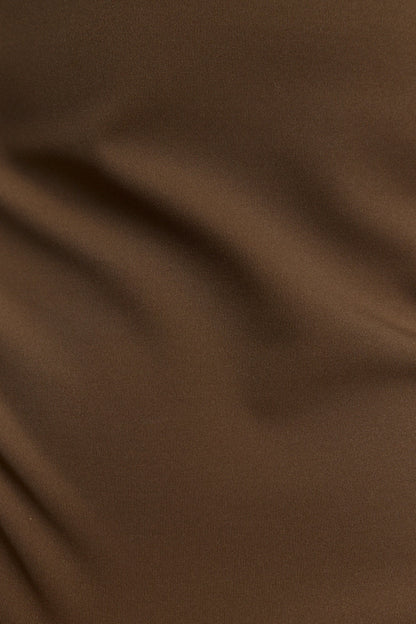 Brown Slim Fit Top with Asymmetrical Neckline