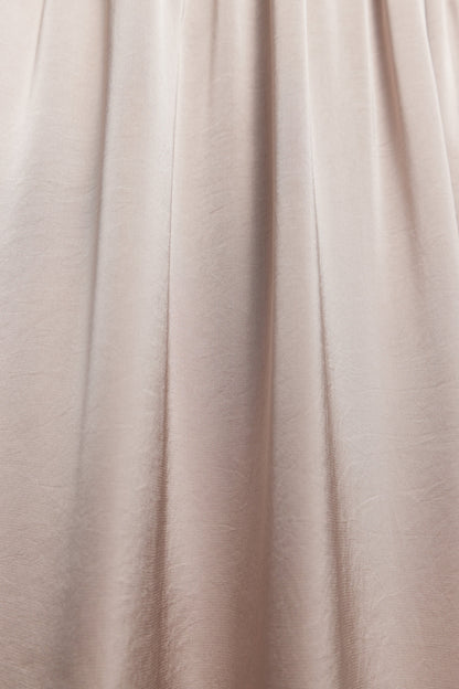 Beige Satin Maxi Skirt with Side Slit