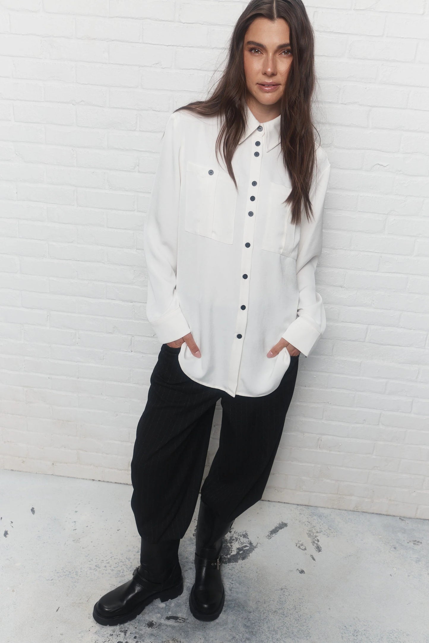 Cream Loose Fit Shirt