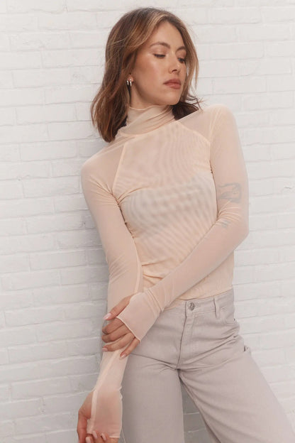 Pink High-collar Mesh Top