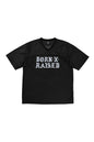 Black Mesh V-neck Print T-shirt