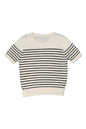 Beige Striped Knit T-Shirt