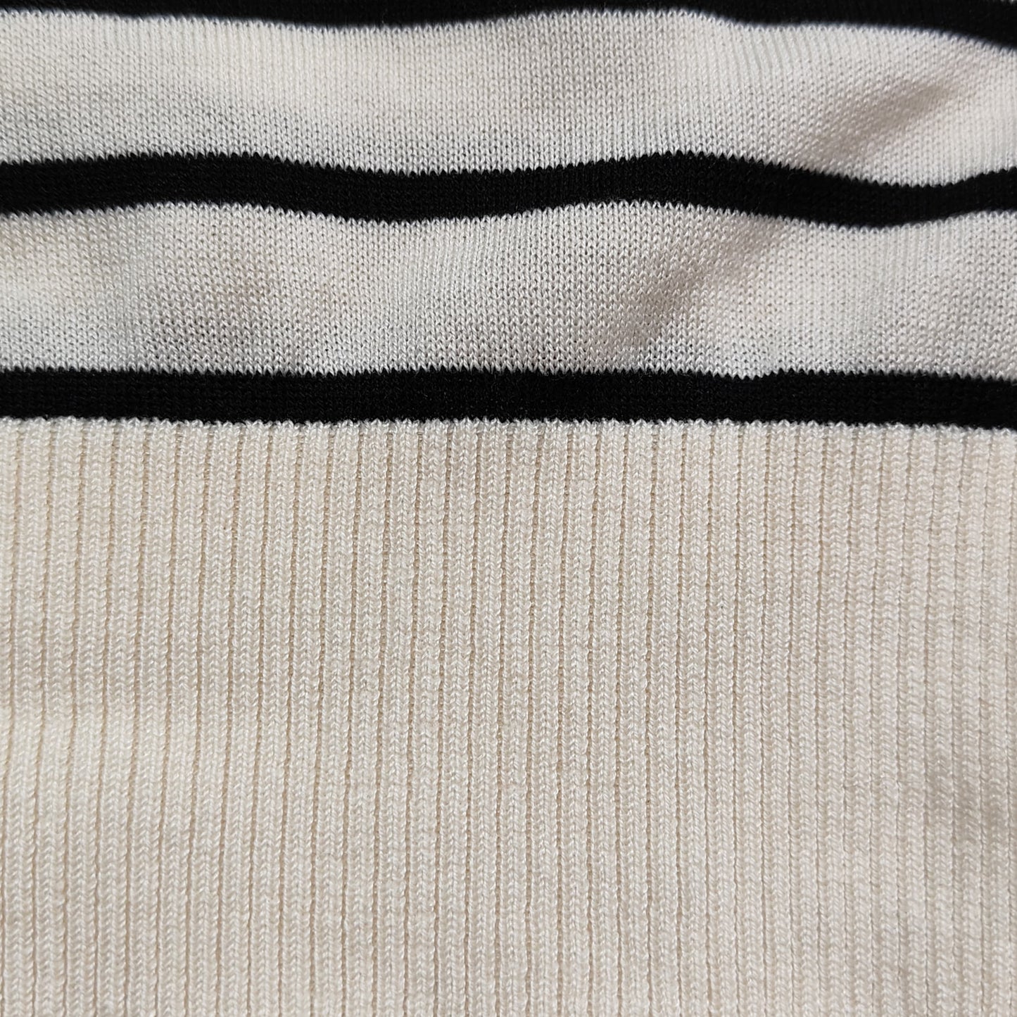 Beige Striped Knit T-Shirt