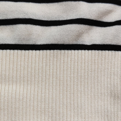 Beige Striped Knit T-Shirt