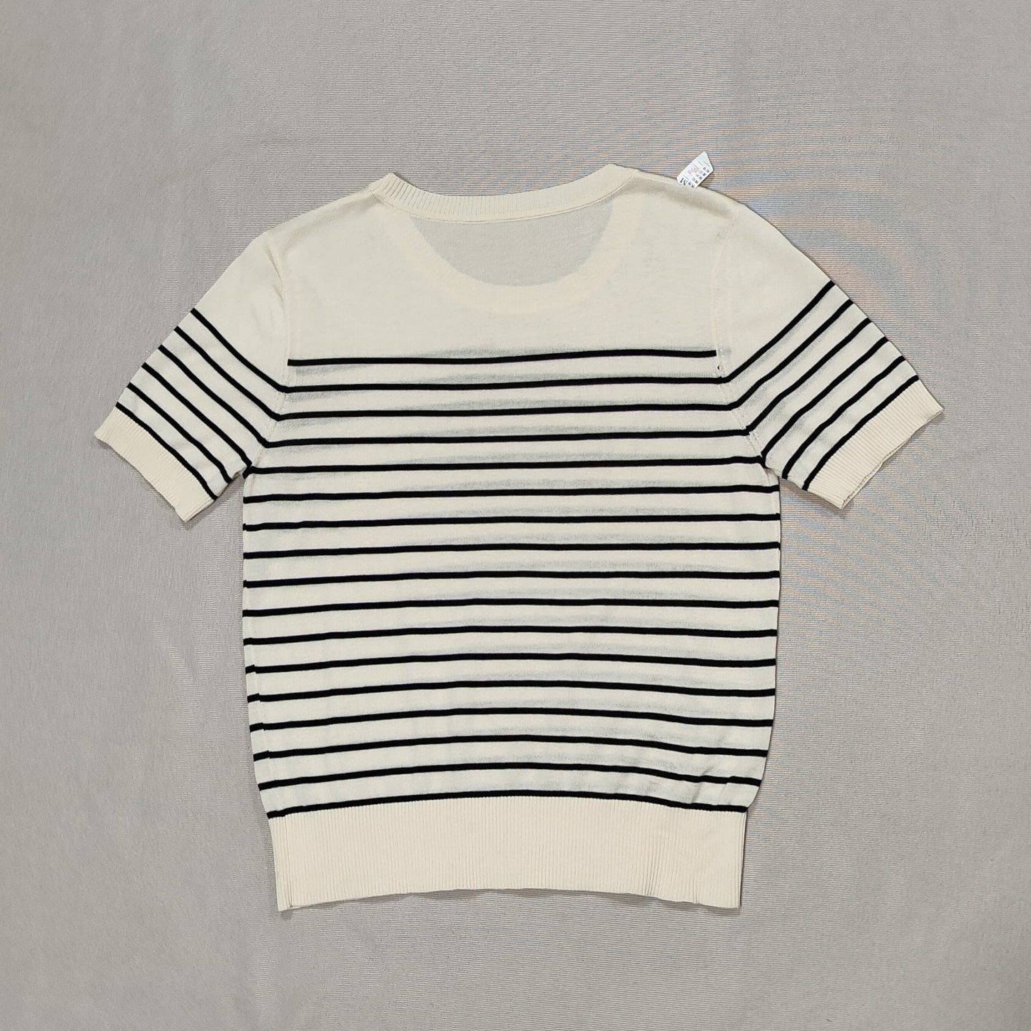 Beige Striped Knit T-Shirt