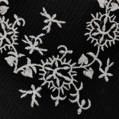 Black Embroidered Lace-Up T-Shirt