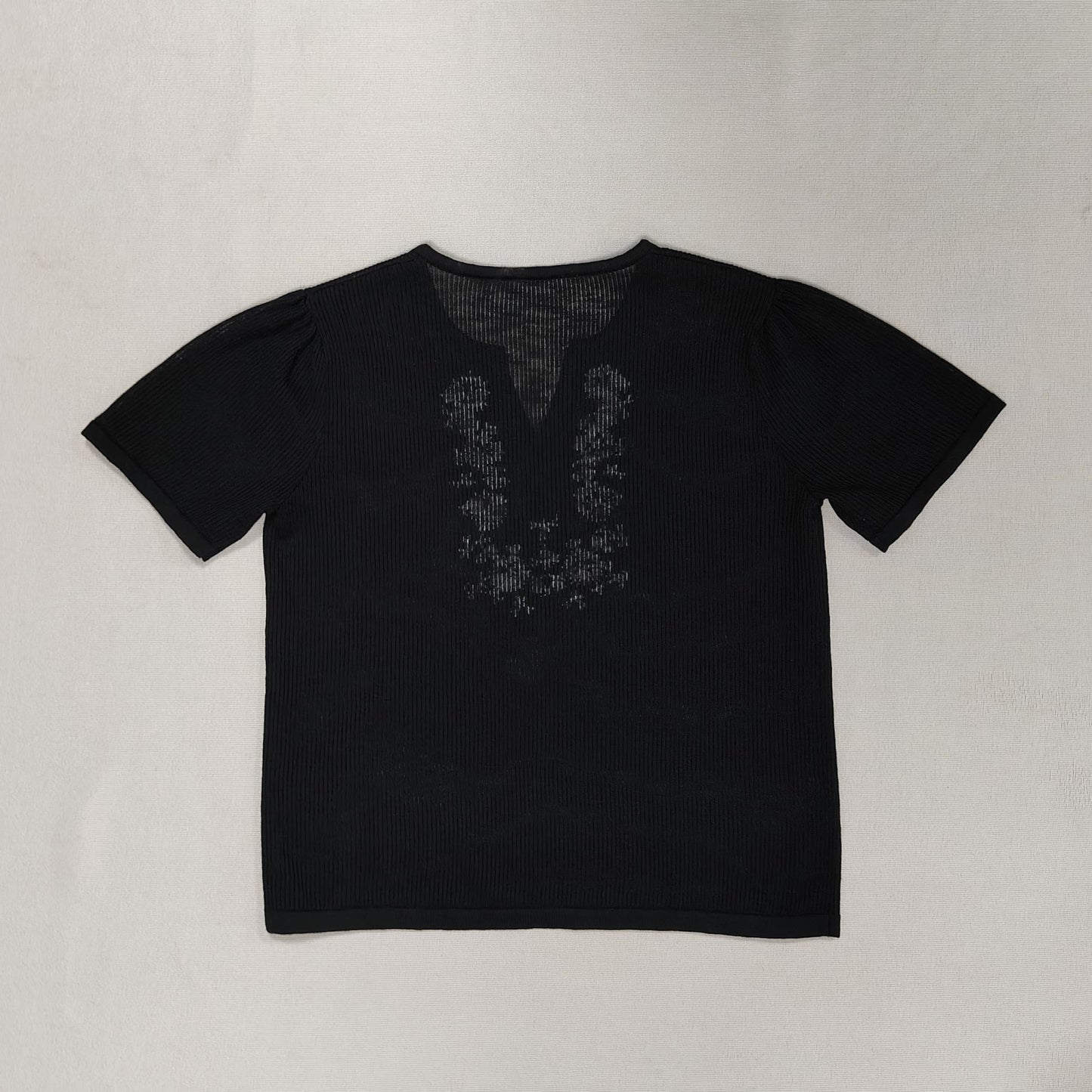 Black Embroidered Lace-Up T-Shirt