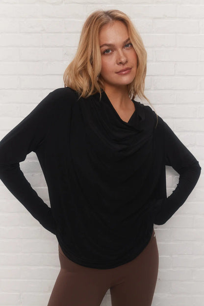 Black Loose Hooded Top