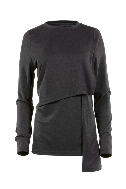 Black Sweater Top with Asymmetrical Inserts