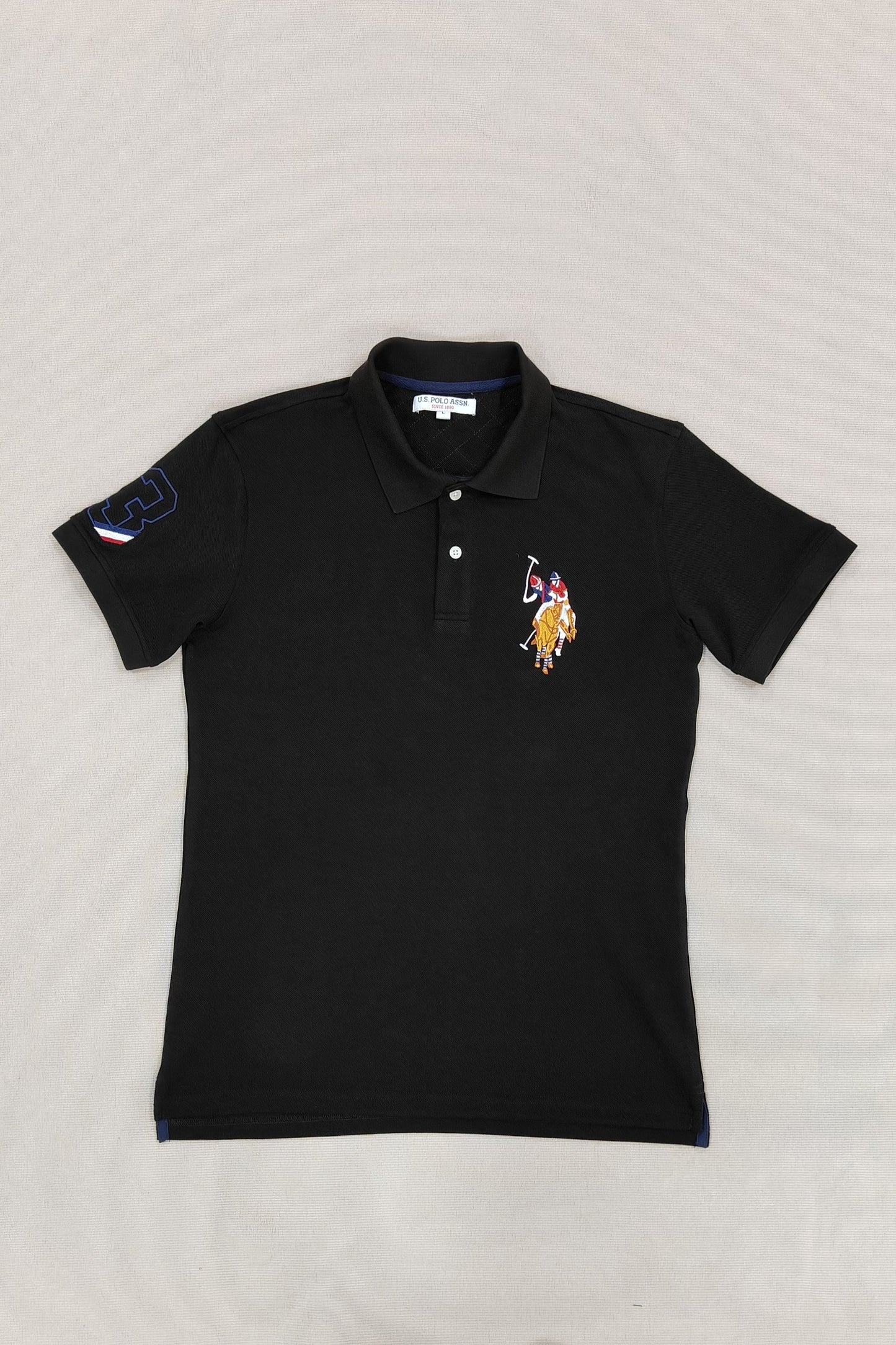 Black Embroidery Solid Polo Shirt