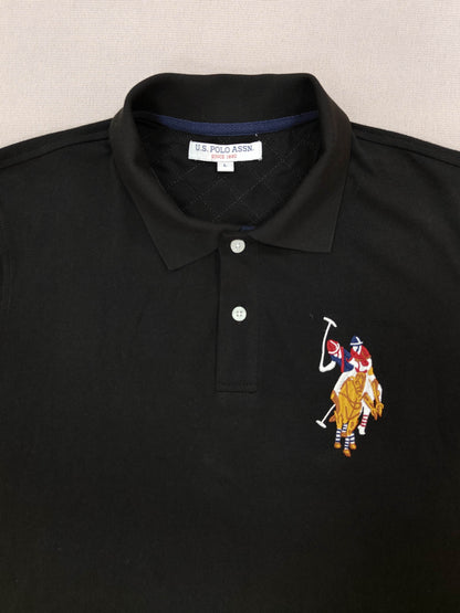 Black Embroidery Solid Polo Shirt