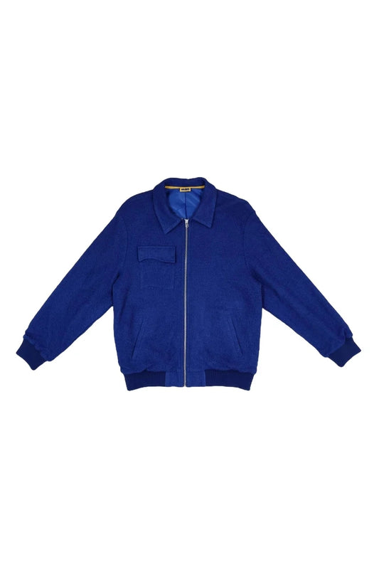 Blue Tweed Zip-up Jacket