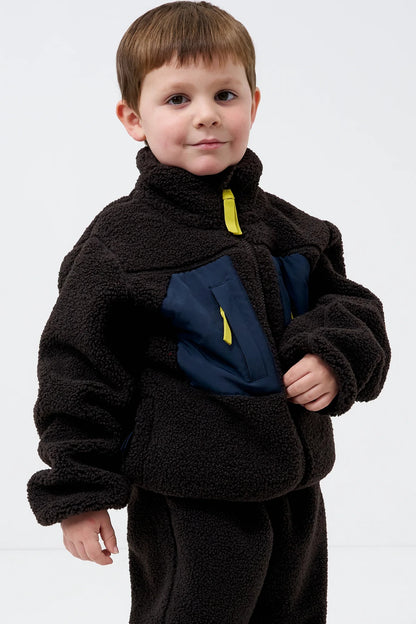 Kids' Brown Sherpa Fleece Jacket