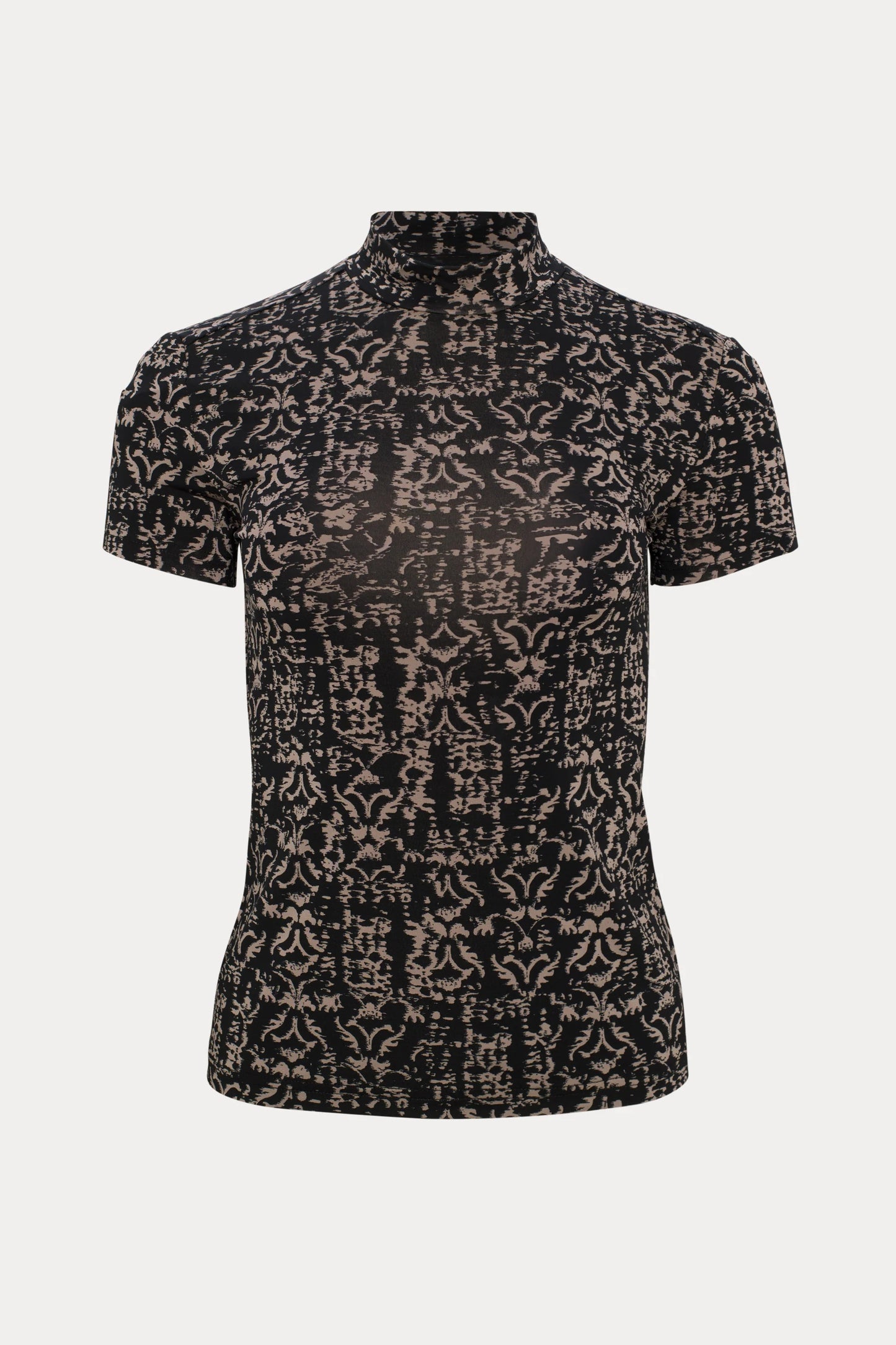 Black and Beige Print T-shirt