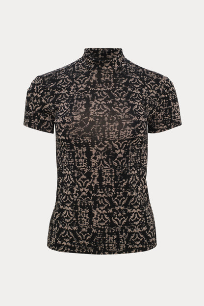 Black and Beige Print T-shirt