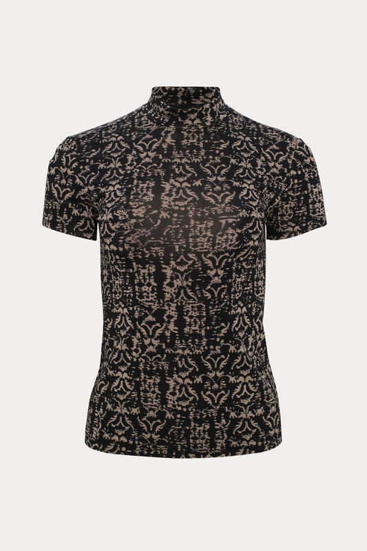 Black and Beige Print T-shirt