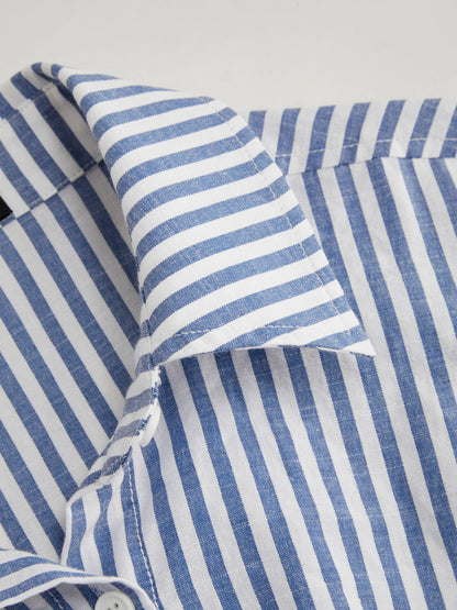 White and Blue Striped Shirt Dress