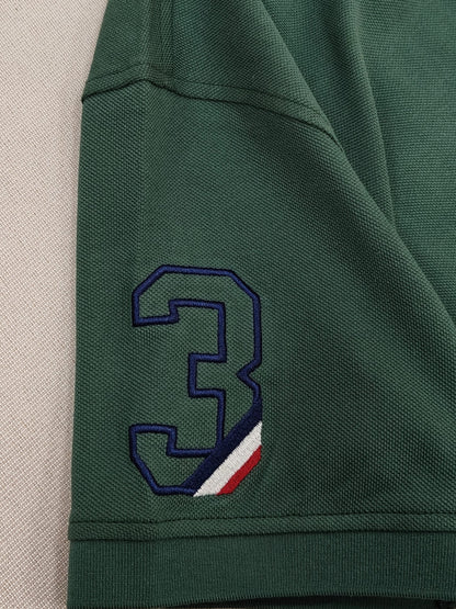 Dark Green Embroidery Solid Polo Shirt