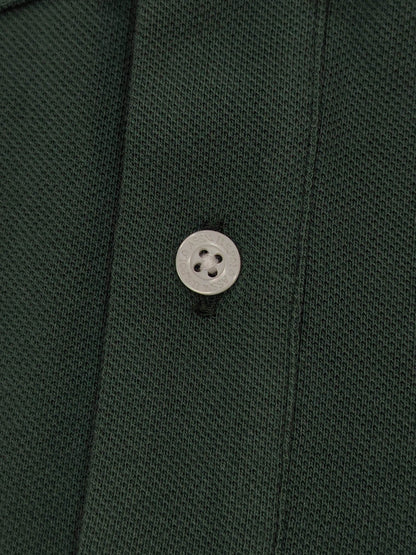 Dark Green Embroidery Solid Polo Shirt