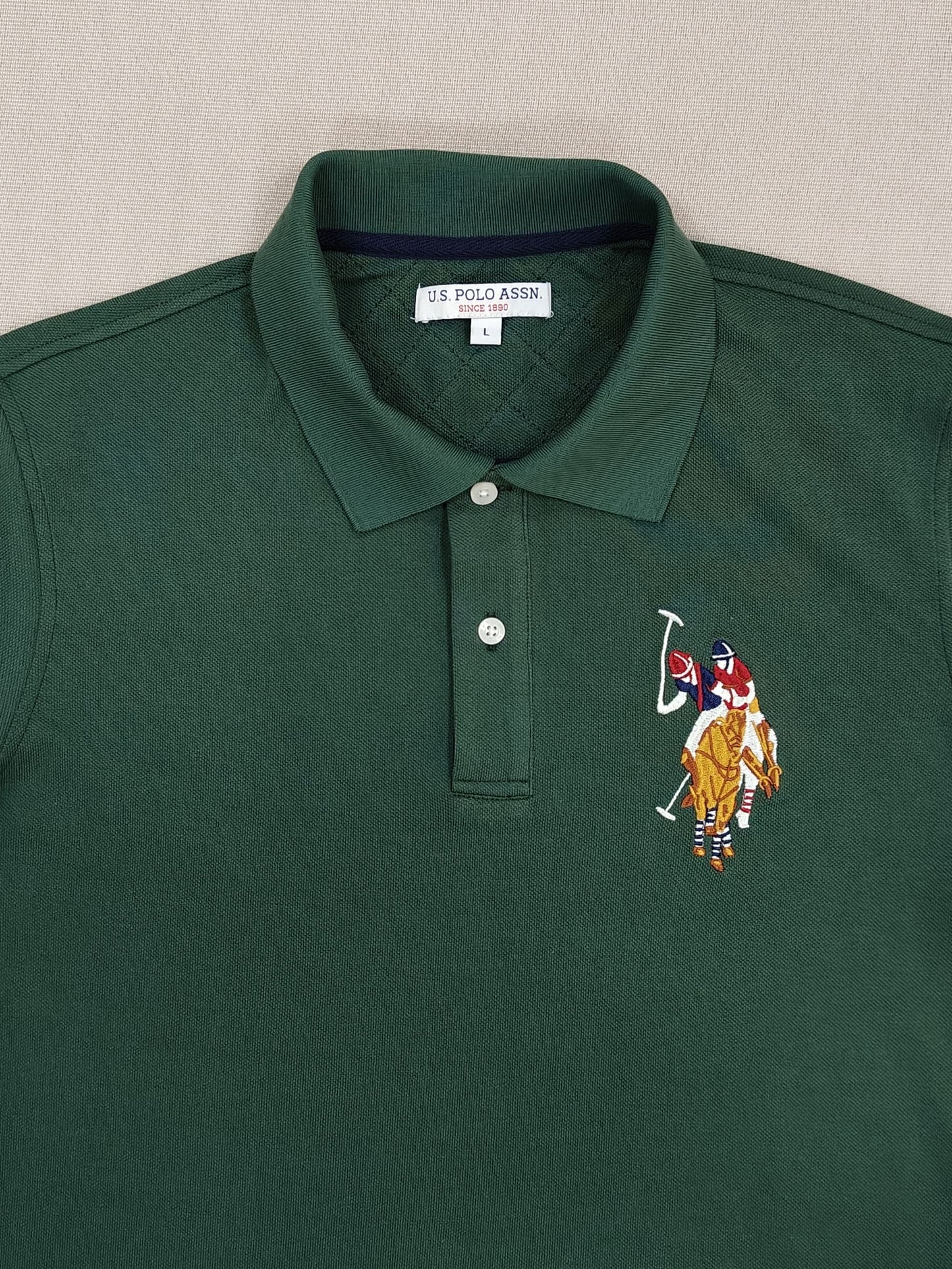 Dark Green Embroidery Solid Polo Shirt