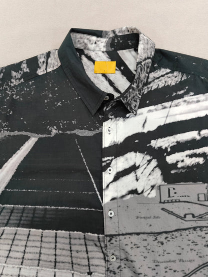 Dark Green Patchwork Print Shirt