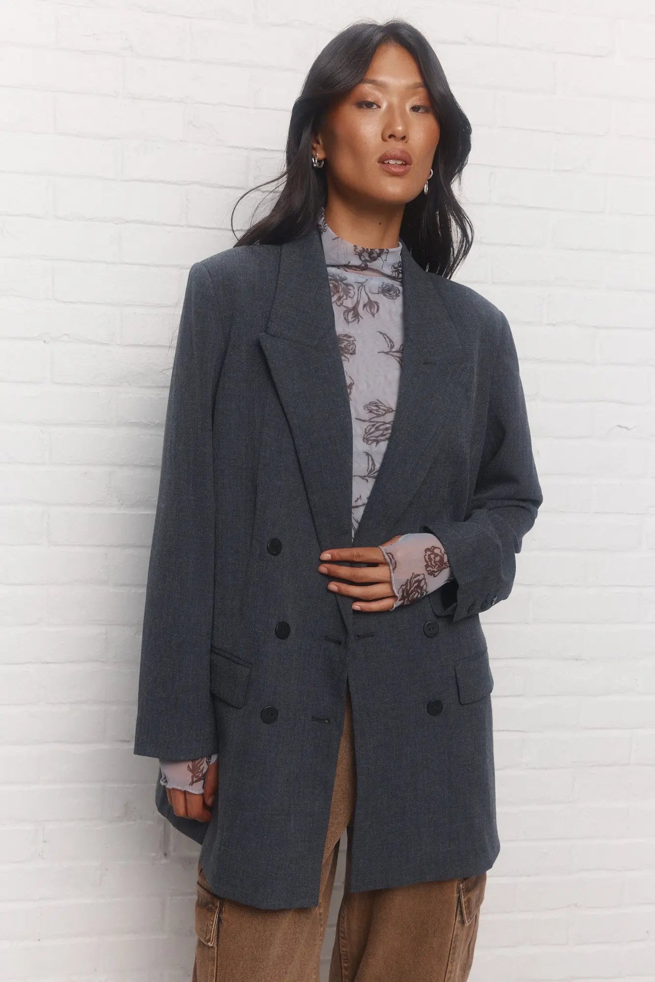 Dark Grey Classic Blazer Jacket