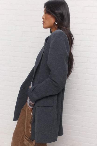 Dark Grey Classic Blazer Jacket