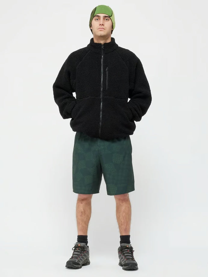 Black Polar Fleece Sherpa Zip Jacket